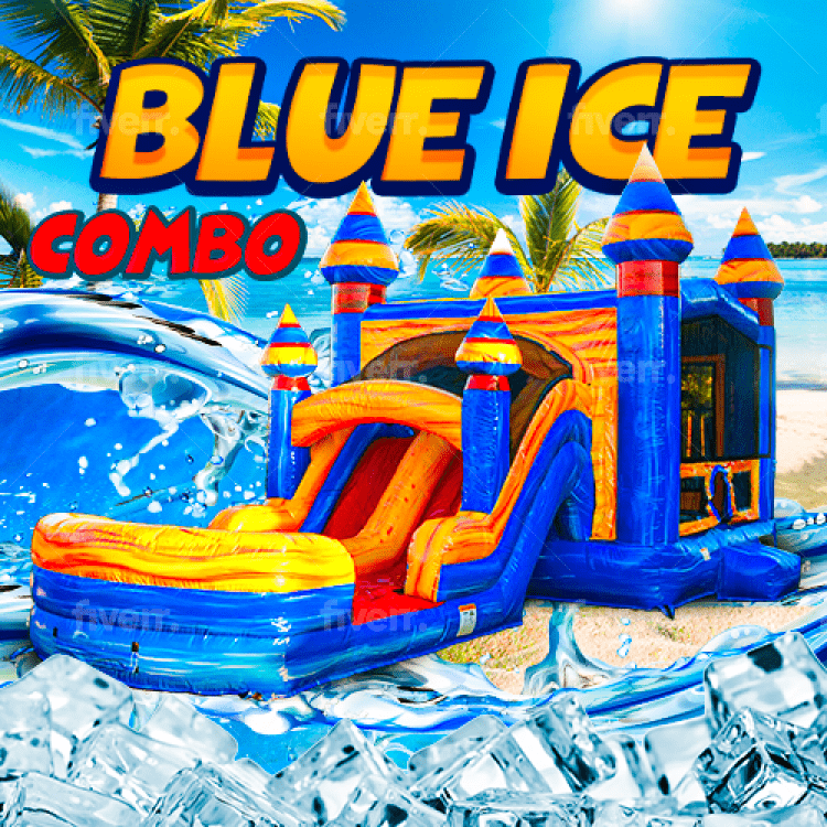 Blue Ice Bounce House slide combo (wet or Dry)