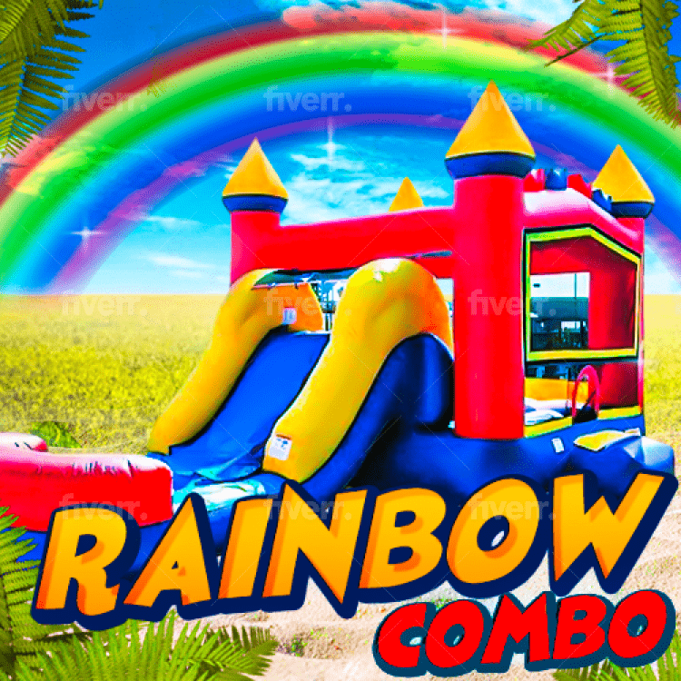 Rainbow Bounce House slide combo (wet or Dry)